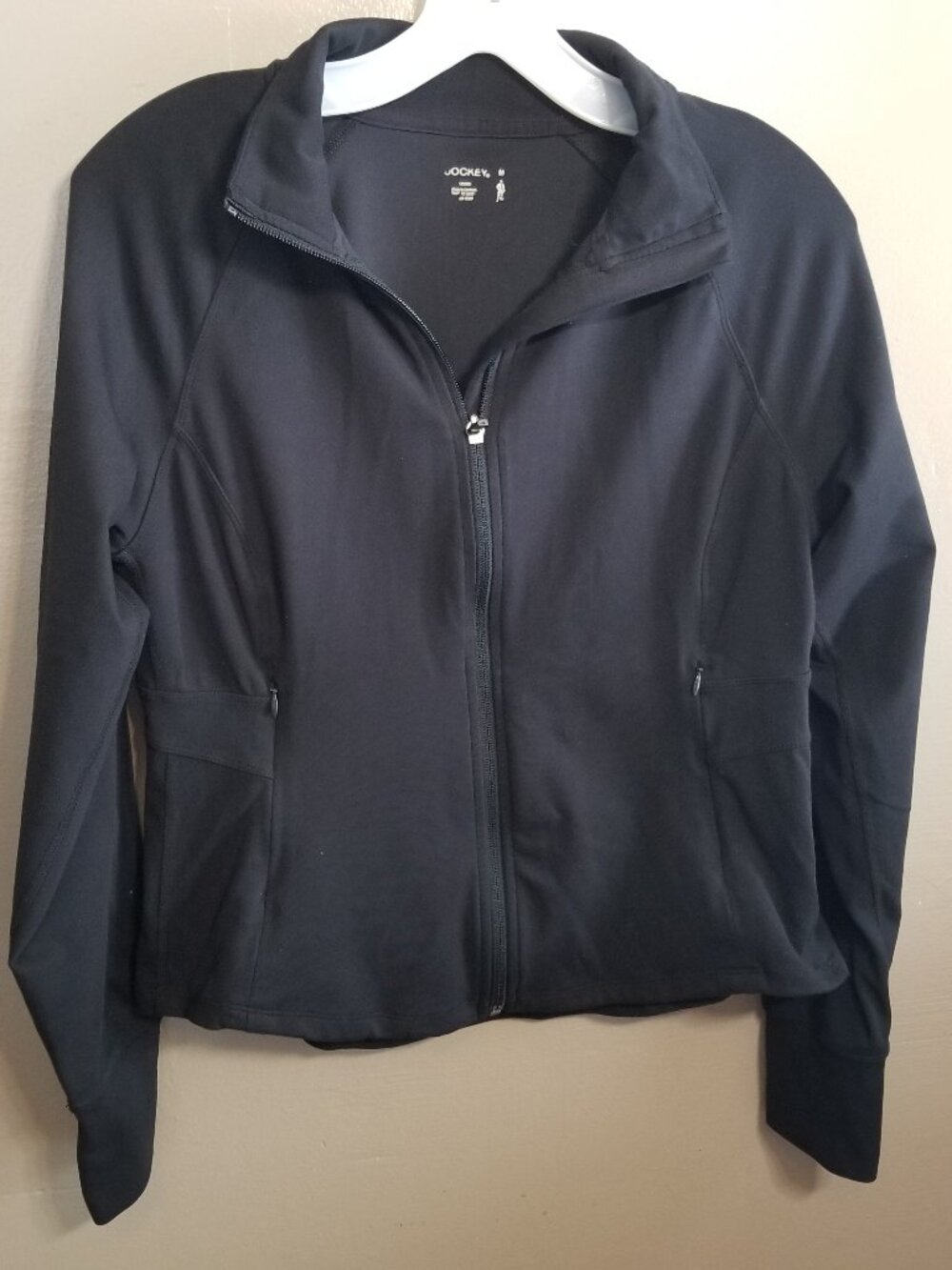 Jockey Women's Black Fitted Zip Up Jacket, Medium